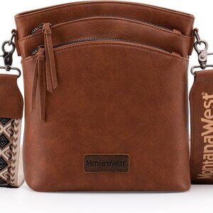 Multi Zip Pocket Large Crossbody Bag With Guitar Strap